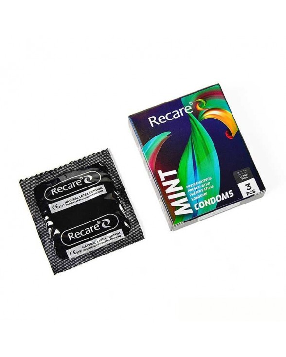 Презервативи ультратонкі Holographic Recare Ultra Thin Mint, 3 шт., м'ята - 1