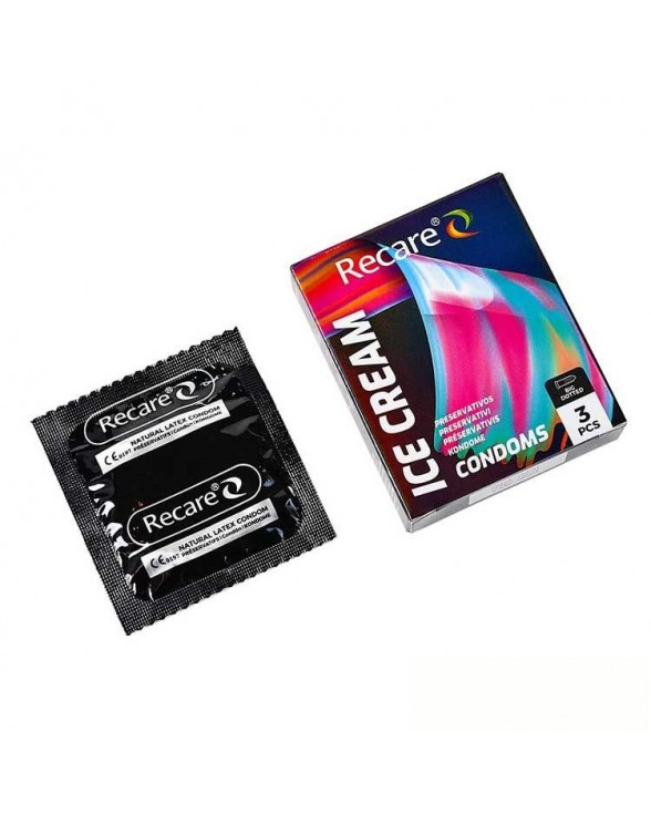 Презервативи з пухирцями Holographic Recare Ice Cream Big Dotted, 3 шт., морозиво - 1