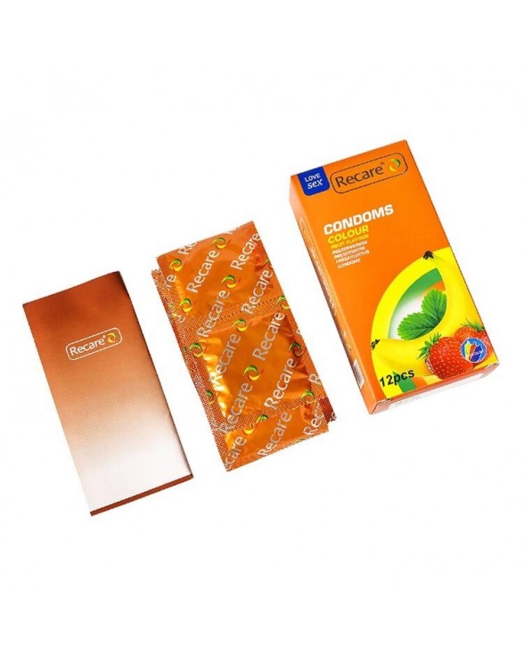 Презервативы Recare Color Fruit Flavour Condoms 12 шт (мята, банан, клубника) - 2