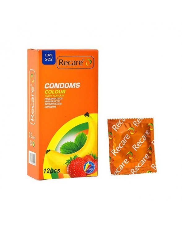 Презервативы Recare Color Fruit Flavour Condoms 12 шт (мята, банан, клубника)