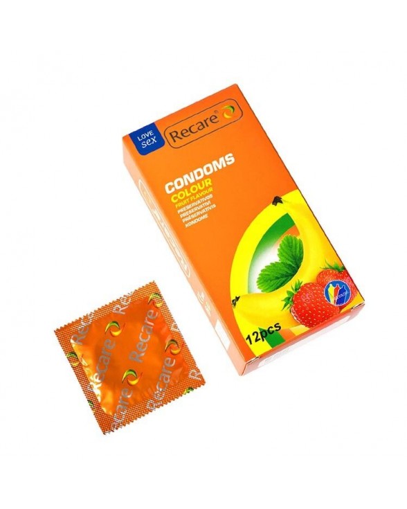 Презервативы Recare Color Fruit Flavour Condoms 12 шт (мята, банан, клубника) - 1