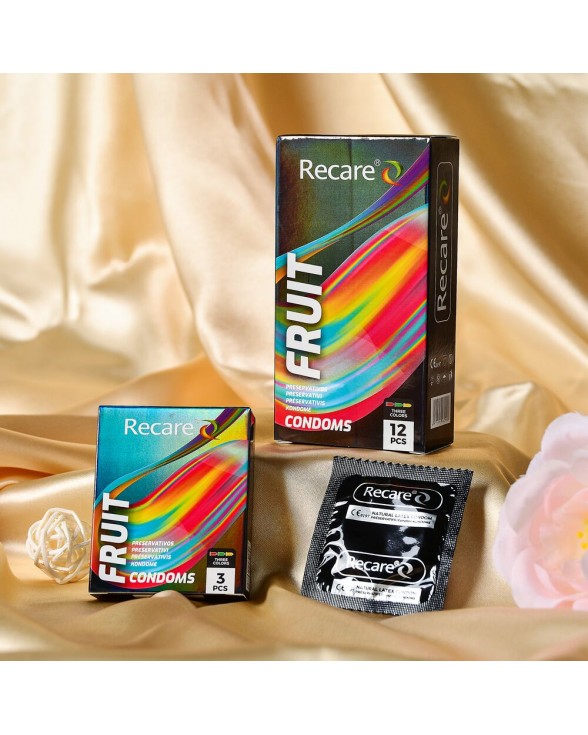 Презервативи Holographic Recare Fruit Flavour Condoms, 3 шт (м'ята, банан, полуниця) - 5