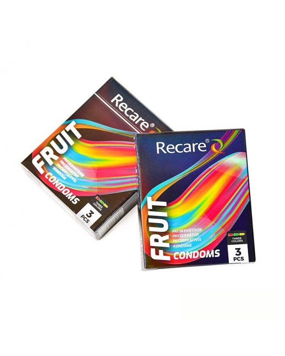 Презервативи Holographic Recare Fruit Flavour Condoms, 3 шт (м'ята, банан, полуниця) - 3