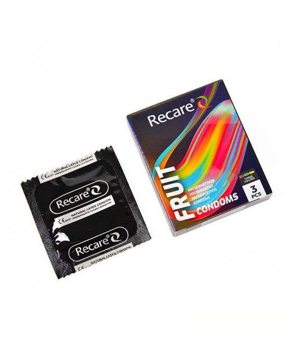 Презервативи Holographic Recare Fruit Flavour Condoms, 3 шт (м'ята, банан, полуниця) - 2