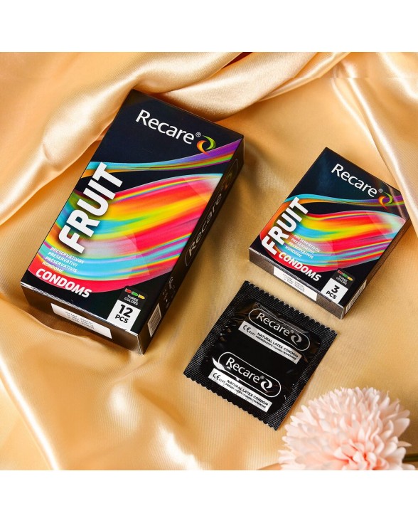 Презервативи Holographic Recare Fruit Flavour Condoms, 3 шт (м'ята, банан, полуниця) - 4