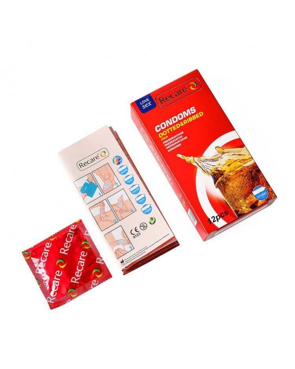 Презервативи з пухирцями та ребрами Recare Cola Dotted&Ribbed, 12 шт., Кола - 2