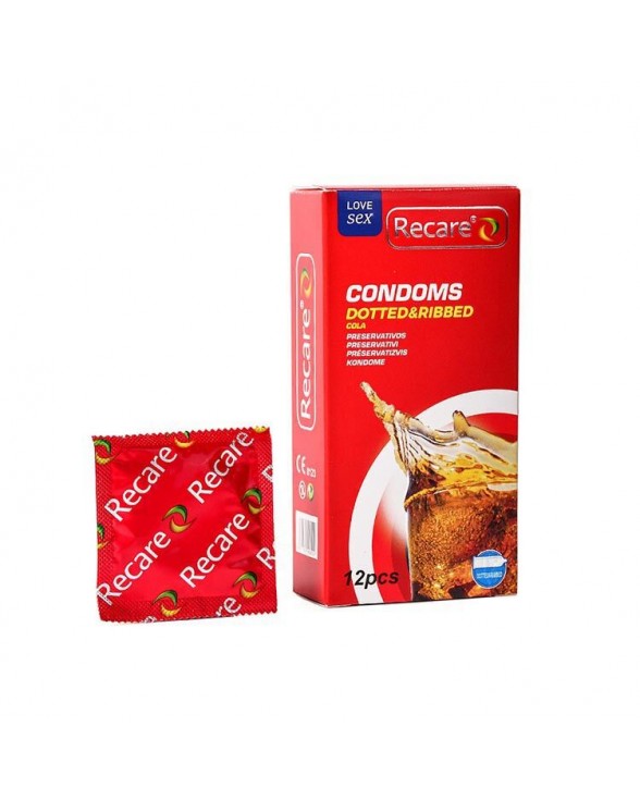 Презервативи з пухирцями та ребрами Recare Cola Dotted&Ribbed, 12 шт., Кола