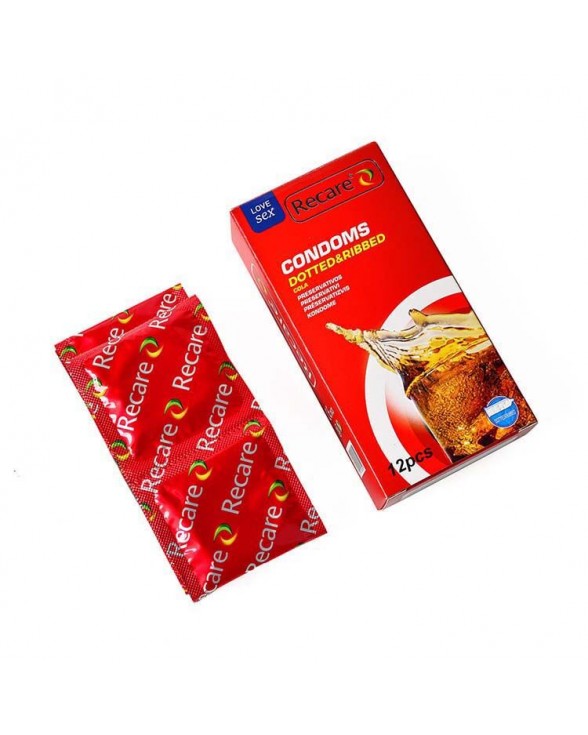 Презервативи з пухирцями та ребрами Recare Cola Dotted&Ribbed, 12 шт., Кола - 1