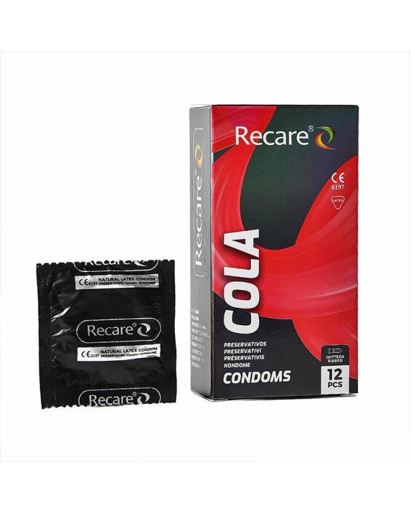 Презервативы с пупырышками и ребрами Holographic Recare Cola Dotted&Ribbed, 12шт, Кола