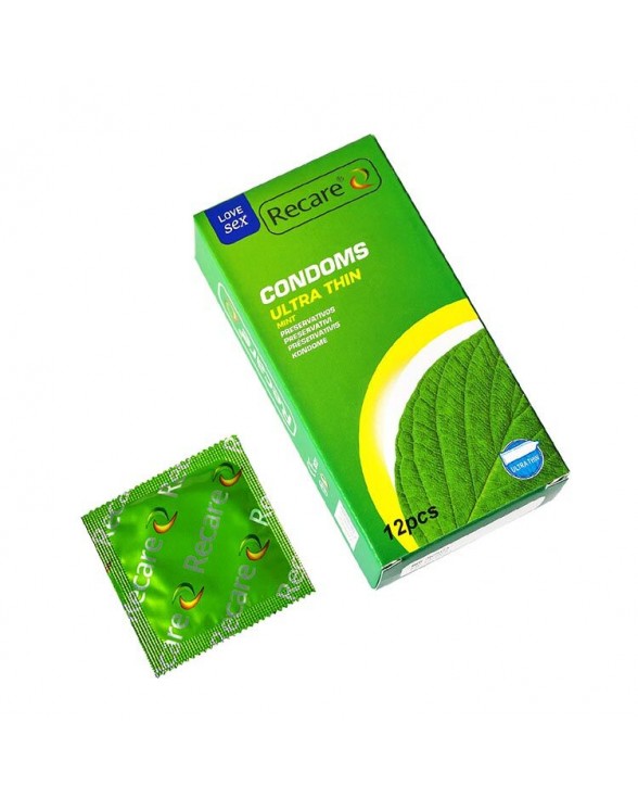 Ультратонкі презервативи Recare Ultra Thin Mint, 12 шт, м'ята - 1