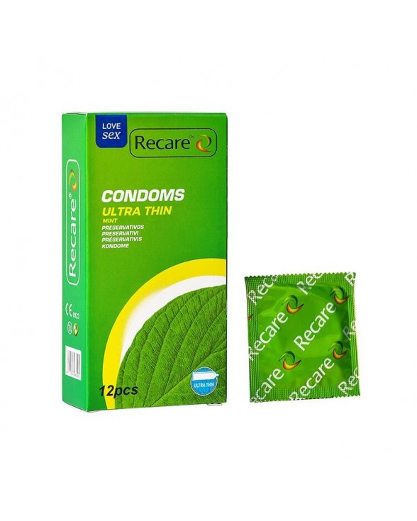 Ультратонкі презервативи Recare Ultra Thin Mint, 12 шт, м'ята