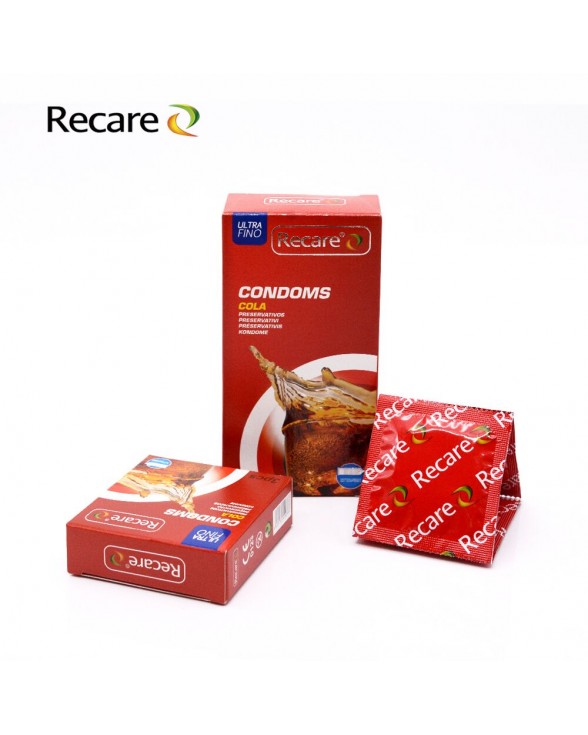 Презервативи з пухирцями та ребрами Recare Cola Dotted&Ribbed, 3 шт., Кола - 4