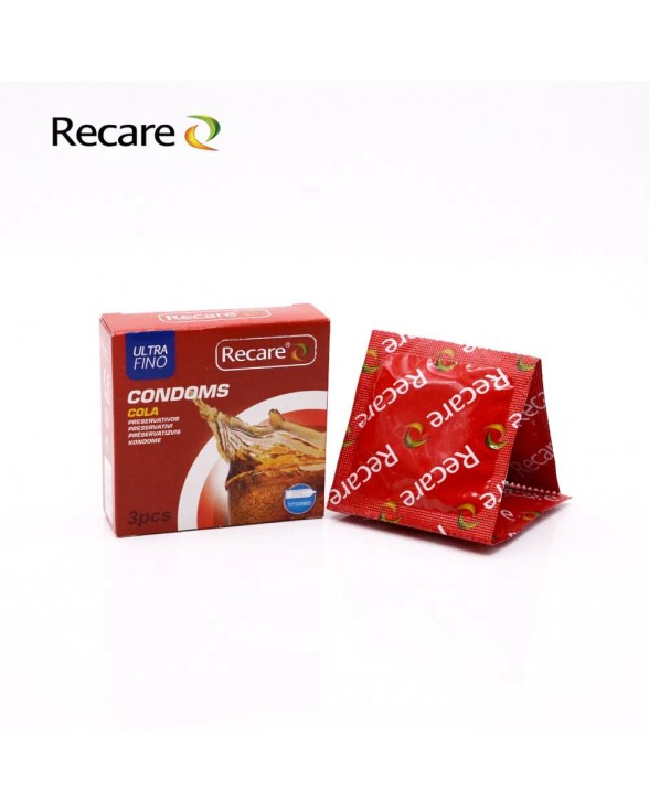 Презервативи з пухирцями та ребрами Recare Cola Dotted&Ribbed, 3 шт., Кола