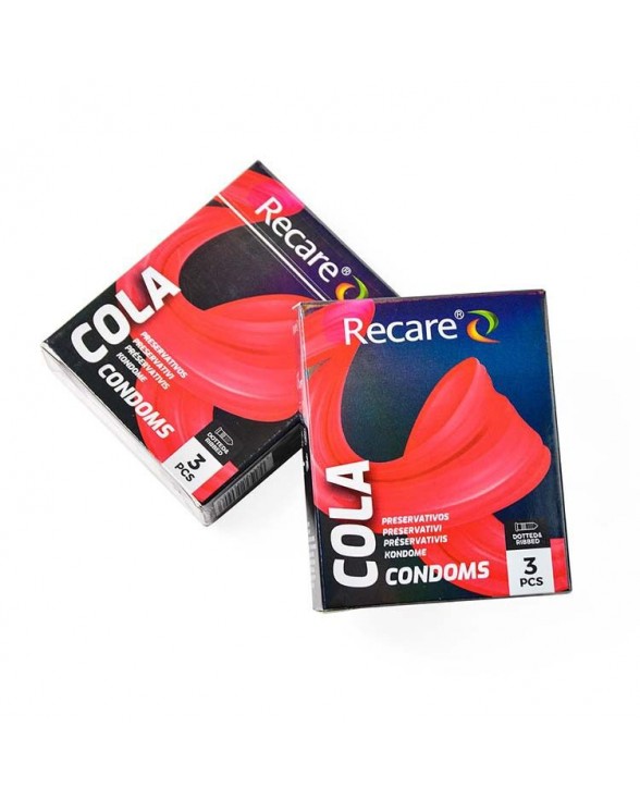 Презервативи з пухирцями та ребрами Holographic Recare Cola Dotted&Ribbed, 3 шт, Кола - 2