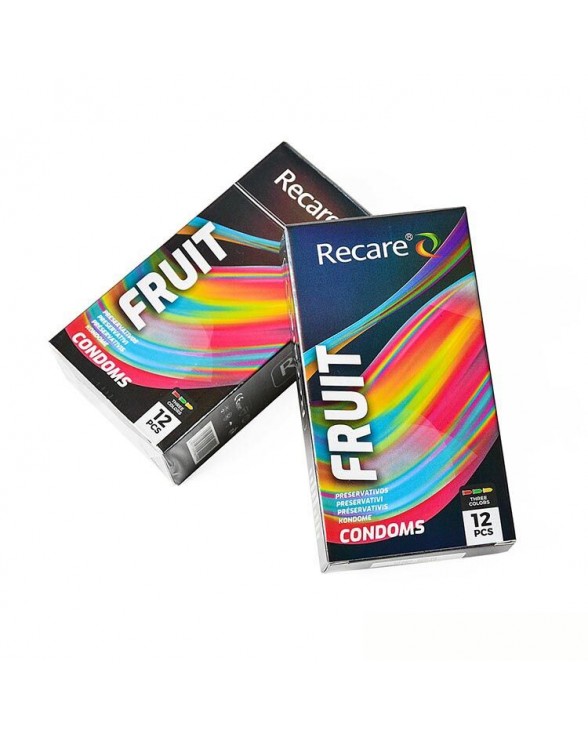 Презервативи Holographic Recare Fruit Flavour Condoms, 12 шт (м'ята, банан, полуниця) - 3