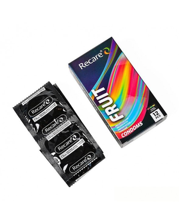 Презервативи Holographic Recare Fruit Flavour Condoms, 12 шт (м'ята, банан, полуниця) - 1
