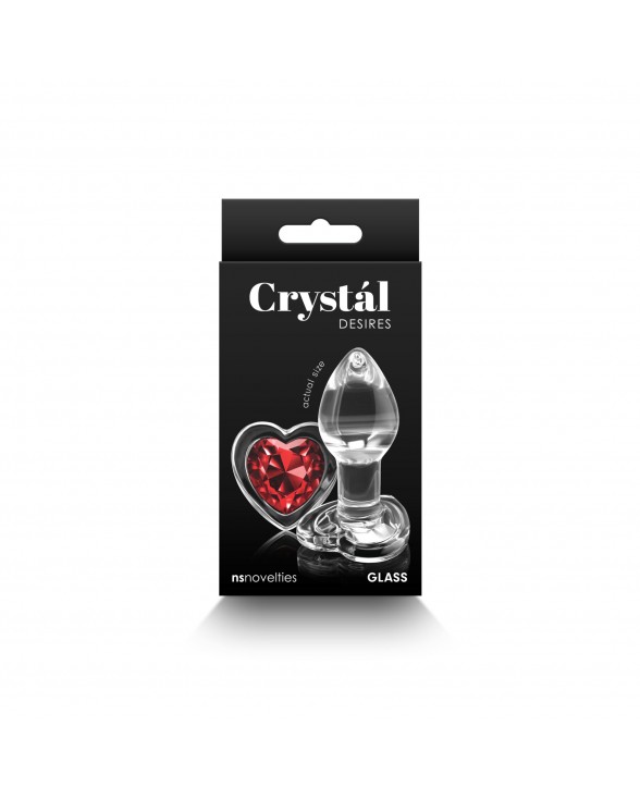 Скляна анальна пробка NS Novelties Crystal - Desires - Red Heart - Small - 2