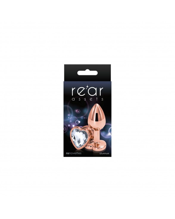 Анальная пробка NS Novelties Rear Assets - Rose Gold Heart - Small - Clear - 1