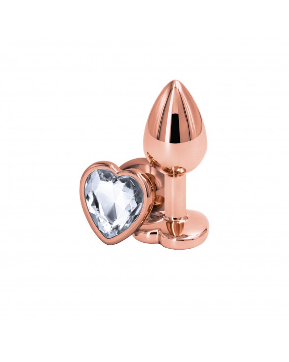 Анальная пробка NS Novelties Rear Assets - Rose Gold Heart - Small - Clear