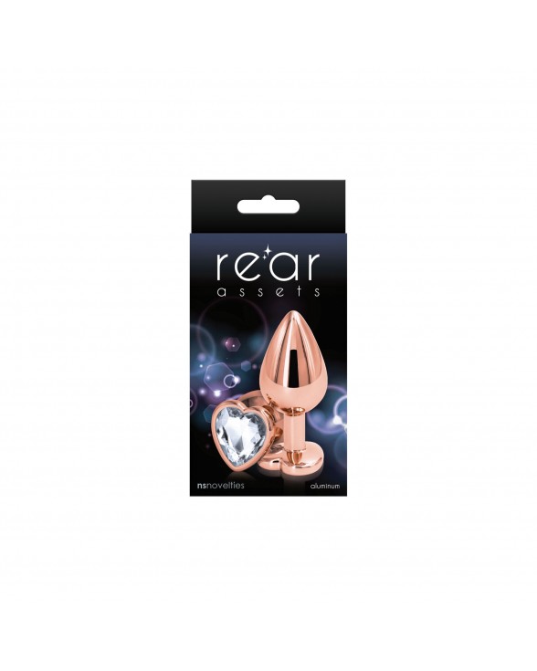 Анальна пробка NS Novelties Rear Assets - Rose Gold Heart - Medium - Clear - 1