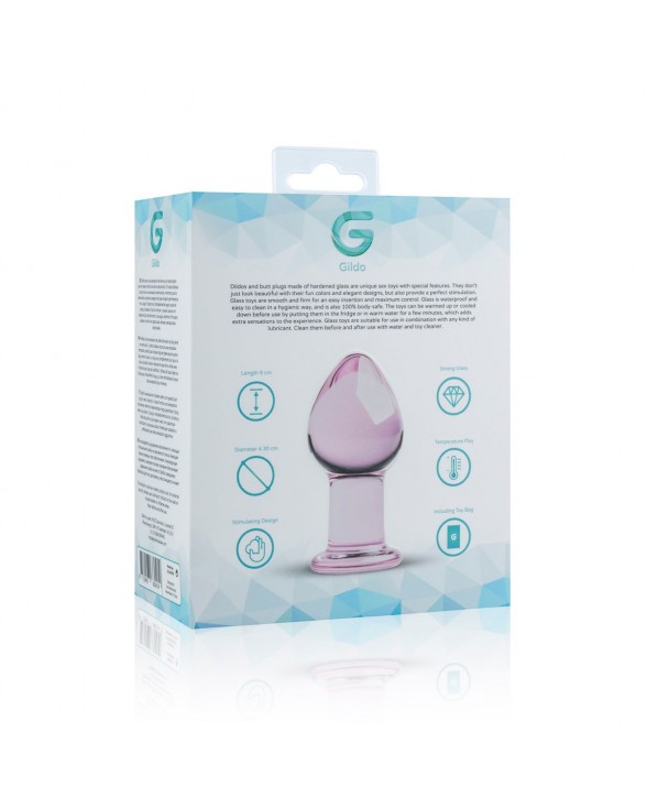 Розовая анальная пробка из стекла Gildo Pink Glass Buttplug - 4