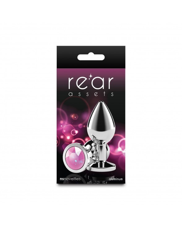 Анальна пробка NS Novelties Rear Assets - Silver - Medium - Pink Gem - 2