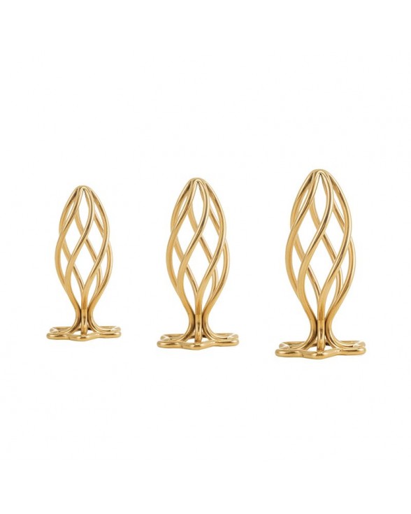 Анальна пробка LOCKINK SEVANDA Hollow Spiral Golden Metal Anal Plug - L size - 9