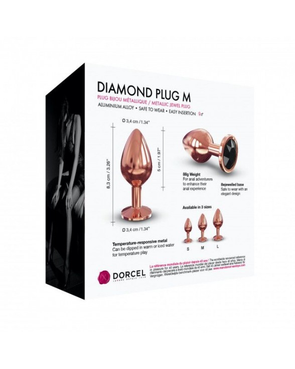 Металева анальна пробка із прикрасою у вигляді кристалу Dorcel - Diamond Plug Rose Gold M - 5