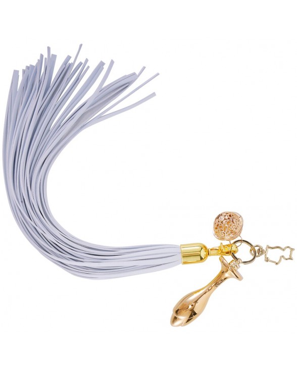 Металева анальна пробка Хвіст поні LOCKINK SEVANDA White Pony-Tail Anal Rose-shape Plug - 1