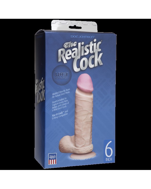 Фаллоимитатор Doc Johnson The Realistic Cock 6 inch White – ULTRASKYN, Vack-U-Lock - 1