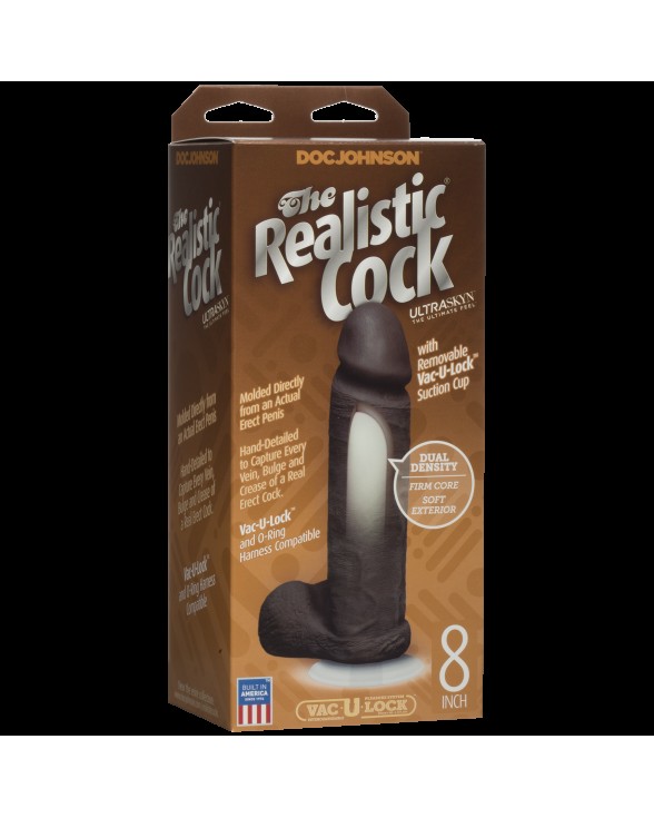Фаллоимитатор Doc Johnson The Realistic Cock 8 inch Black - ULTRASKYN, Vack-U-Lock - 2