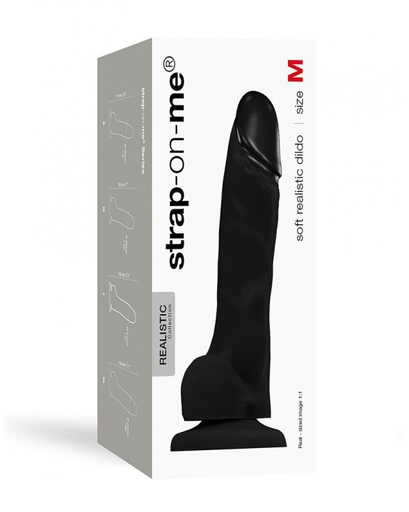 Реалистичный фаллоимитатор Strap-On-Me SOFT REALISTIC DILDO Black - Size M - 2