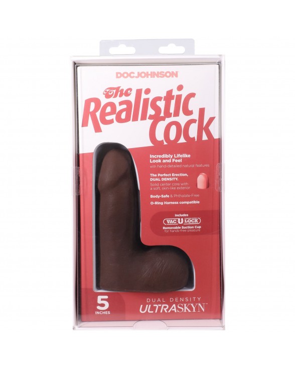 Фалоімітатор Doc Johnson The Realistic Cock ULTRASKYN - 5 Inch with Balls Chocolate - 9