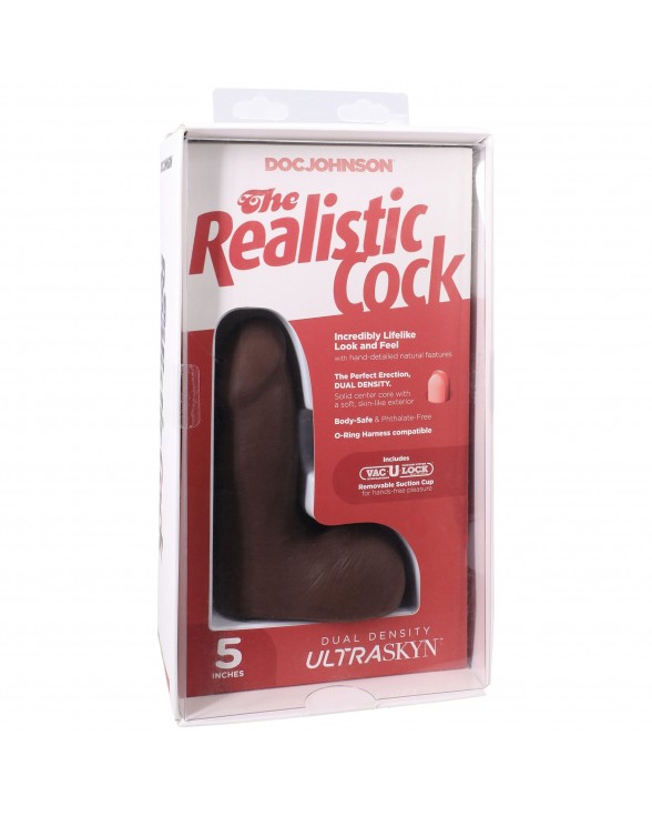 Фалоімітатор Doc Johnson The Realistic Cock ULTRASKYN - 5 Inch with Balls Chocolate - 7