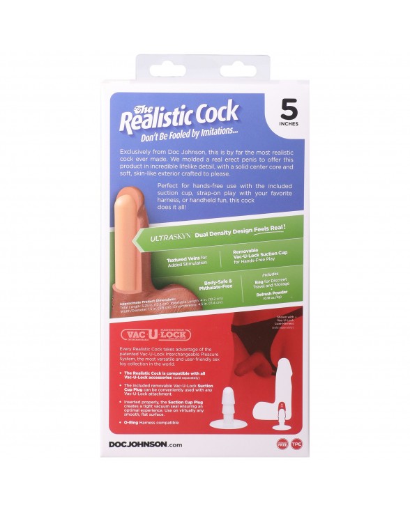 Фалоімітатор Doc Johnson The Realistic Cock ULTRASKYN - 5 Inch with Balls Chocolate - 10