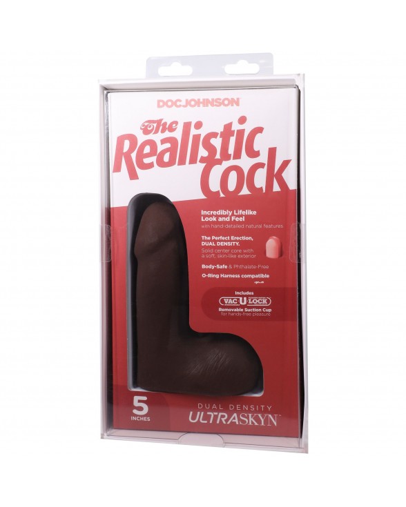 Фалоімітатор Doc Johnson The Realistic Cock ULTRASKYN - 5 Inch with Balls Chocolate - 8