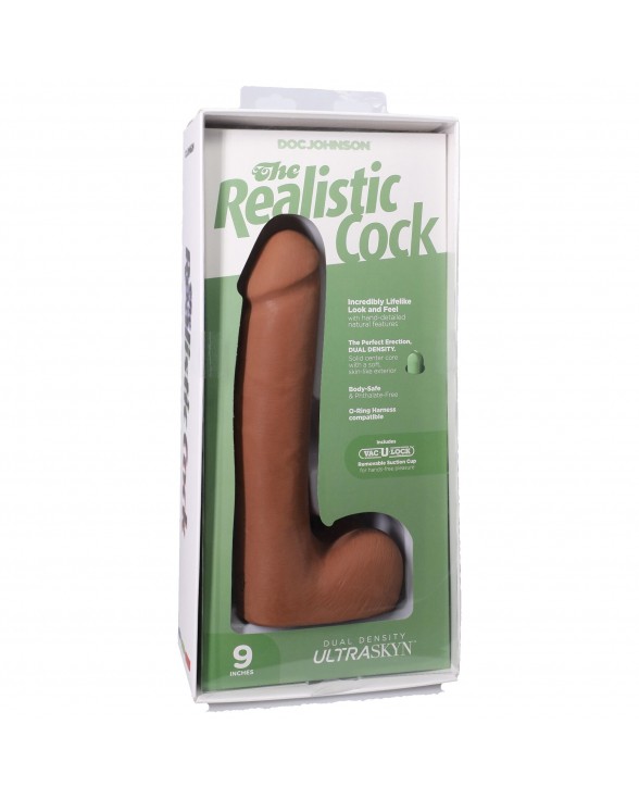 Фалоімітатор Doc Johnson The Realistic Cock ULTRASKYN - 9 Inch with Balls Caramel - 7