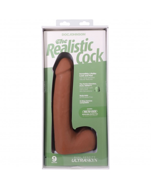 Фалоімітатор Doc Johnson The Realistic Cock ULTRASKYN - 9 Inch with Balls Caramel - 9