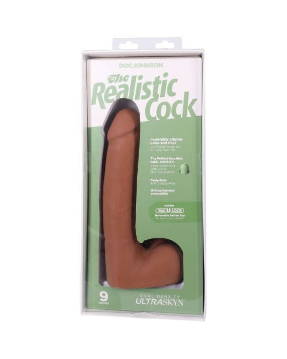 Фалоімітатор Doc Johnson The Realistic Cock ULTRASKYN - 9 Inch with Balls Caramel - 8