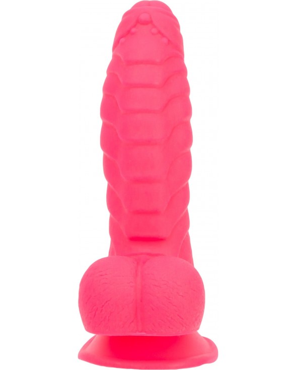 Ребристий фалоімітатор на присосці ADDICTION — Tom 7″ Dildo With Balls — Pink - 1