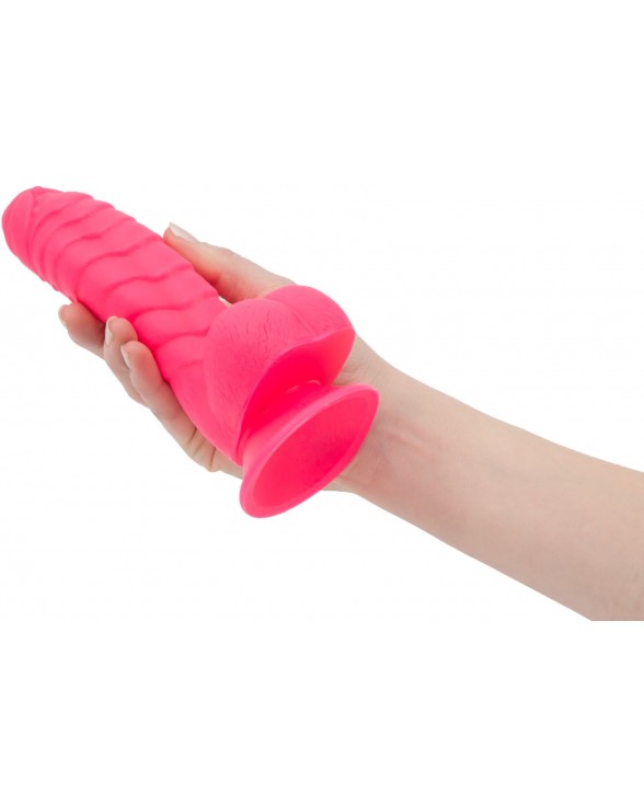 Ребристий фалоімітатор на присосці ADDICTION — Tom 7″ Dildo With Balls — Pink - 3