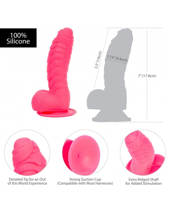 Ребристий фалоімітатор на присосці ADDICTION — Tom 7″ Dildo With Balls — Pink - 4