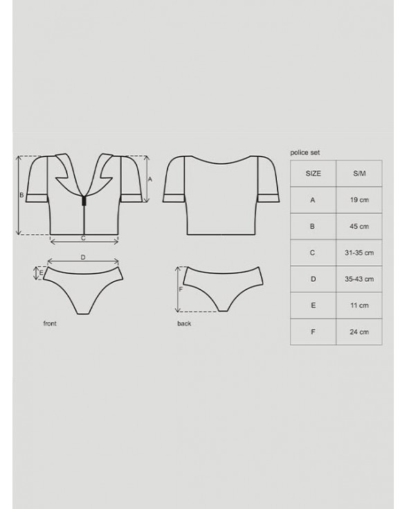 Еротичний костюм поліцейського Obsessive Police set S/M, black - 3
