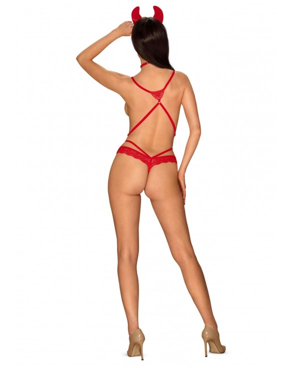 Еротичний костюм чортика зі стреп Obsessive Evilia teddy red S/M, боді - 5