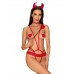 Еротичний костюм чортика зі стреп Obsessive Evilia teddy red S/M, боді
