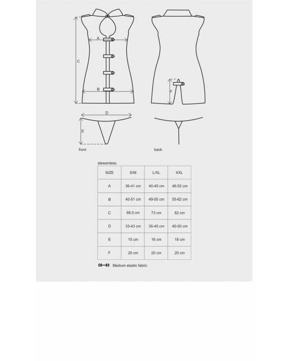 Еротичний костюм стюардеси Obsessive Stewardess 3 pcs costume grey L/XL, сірий - 6