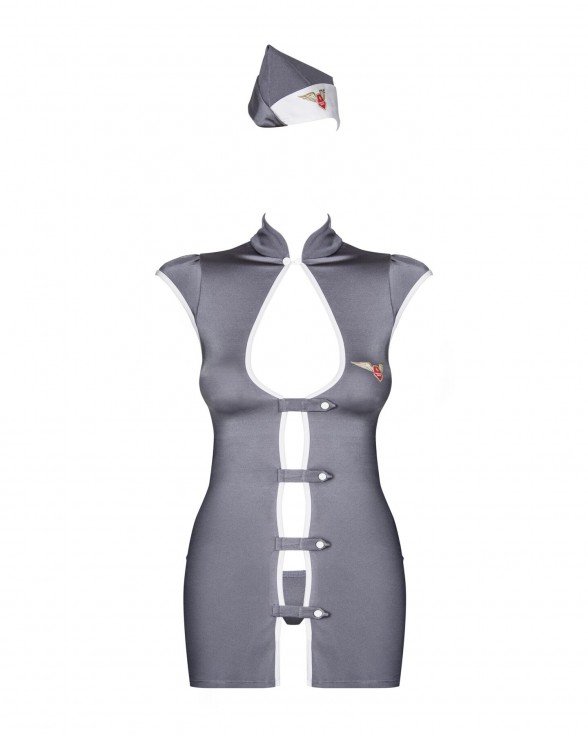 Еротичний костюм стюардеси Obsessive Stewardess 3 pcs costume grey L/XL, сірий - 4