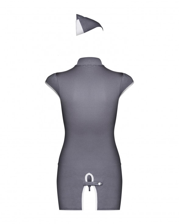 Еротичний костюм стюардеси Obsessive Stewardess 3 pcs costume grey L/XL, сірий - 5
