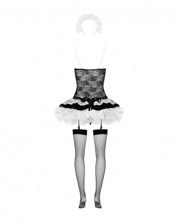 Еротичний костюм покоївки зі спідницею Obsessive Housemaid 5 pcs costume S/M, black - 3