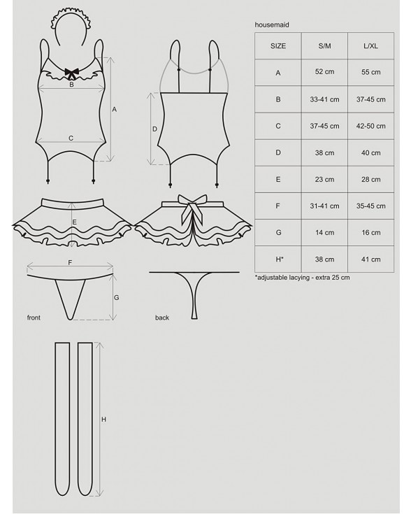 Еротичний костюм покоївки зі спідницею Obsessive Housemaid 5 pcs costume S/M, black - 4
